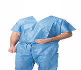I blu navy chirurgici sfregano i vestiti, infermieri dell'ospedale sfregano manica uniforme del vestito la breve
