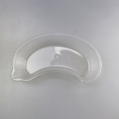 Piatto eliminabile di plastica 800cc trasparente del rene con la bocca curva