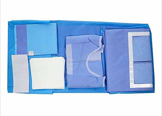 Pacchetto chirurgico eliminabile paziente della laminazione essenziale chirurgica verde sterile del pacchetto del tessuto di SMS del pacchetto di procedura della laparoscopia