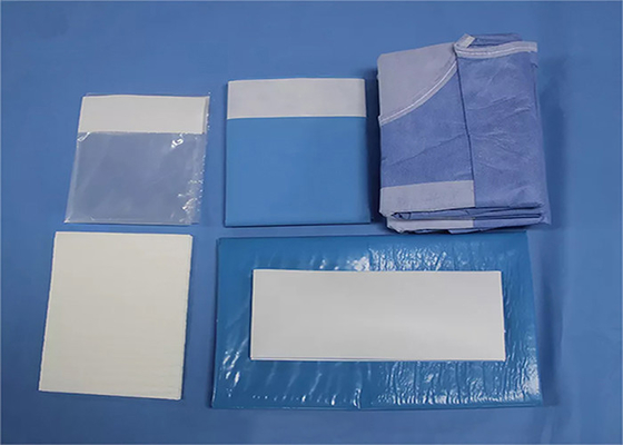 Pacchetto chirurgico eliminabile paziente di procedura del pacchetto di SMS della laminazione essenziale chirurgica verde sterile cardiovascolare del tessuto