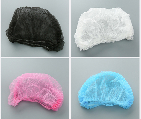 Copricapo bouffant in tessuto chirurgico monouso in tessuto non tessuto per ospedale SMS / PP a quattro colori personalizzato