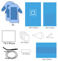 Pack sterile monouso non tessuto per intervento chirurgico cesareo/ Pack per intervento chirurgico cesareo